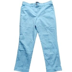 Violets & Roses Womens Cropped Chino Pants Size 10 Blue Casual Trousers-